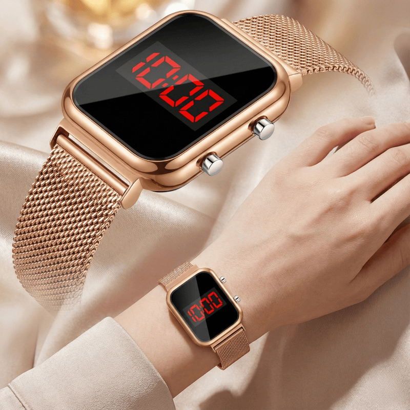 Luxury Watch Market - Moda fivela magnética retângulo led relógios