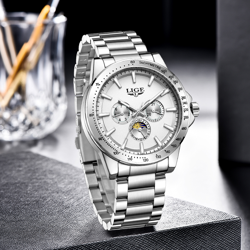 LIGE Top Marca de Luxo Relógio - Luxury Watch Display avaliação e preço